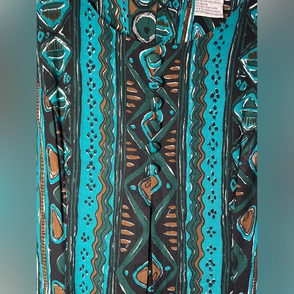 VINTAGE 90s Alix Taylor Jamie Brooke Geometric Patterned Maxi Dress - Picture 5 of 8